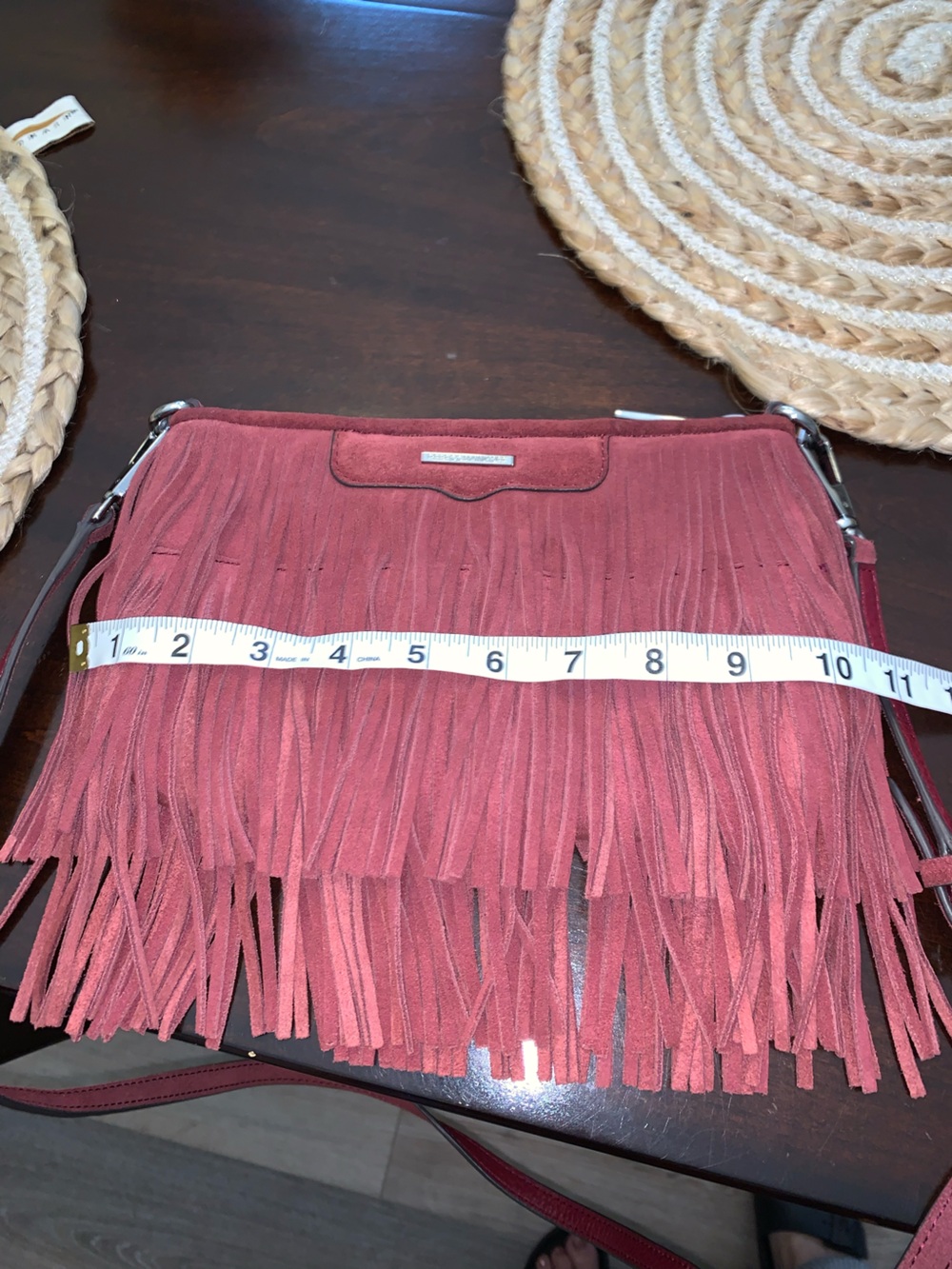 Burgundy, suede leather, Rebecca Minkoff  beautiful crossbody clutch - Picture 11 of 13